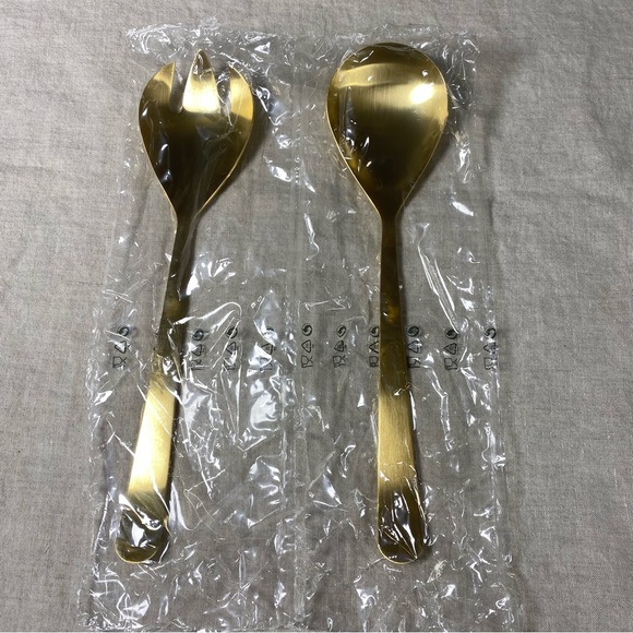 Herdmar Canvas Stainless Steel 18/10 Gold Finish Salad Serving Utensil Set NEW - Picture 1 of 4